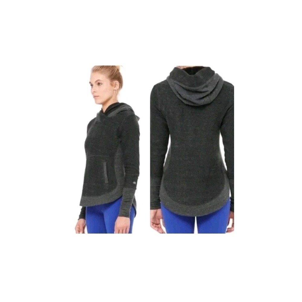 ALO Shelter Poncho Fleece Hoodie Faux Fur Hood Kangaroo Pockets Large Pullover